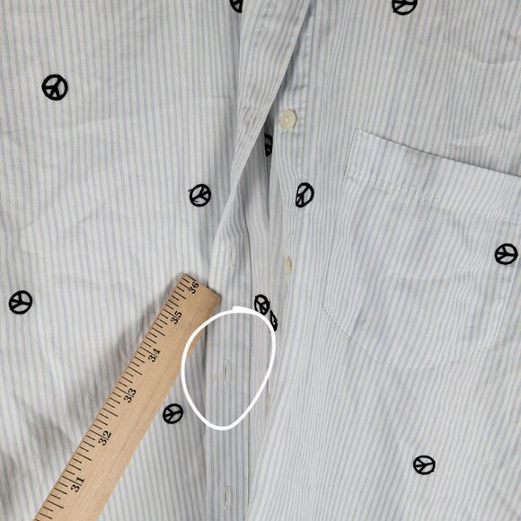 Madewell Button Up Shirt Womens Size S White Short Sleeve Collar Peace Sign - Picture 9 of 10